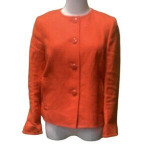 Talbots Bright Orange 100% Lined Cropped Button Front Blazer Size 6P